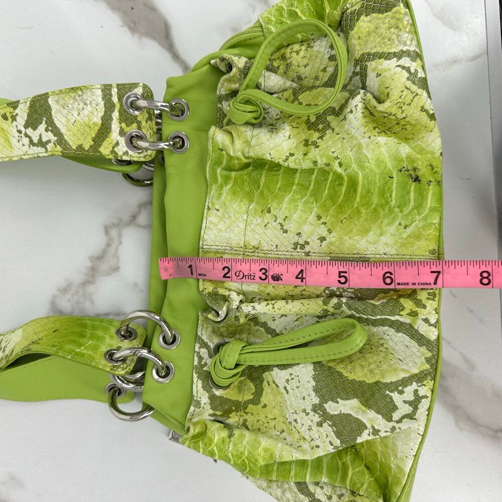 Gilda Tonelli Womens Shoulder Leather Bag Green Snake Y2K Wacky Artsy Unique - Picture 10 of 12